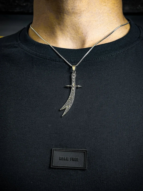 Zulfiqar Sword Pendant – La-Fateh Illa Ali Islamic Necklace for Men